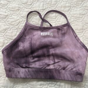 High neck sports bra - nightshade + plum tie dye